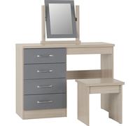 Seconique Nevada Dressing Table Set in Grey Gloss/Light Oak Effect Veneer