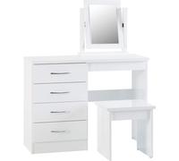 Seconique Nevada Dressing Table Set in White Gloss