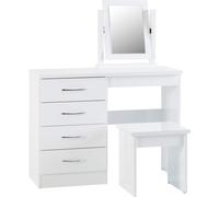 Seconique Nevada Dressing Table Set in White Gloss