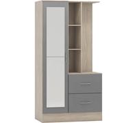 Seconique Nevada Mirrored Open Shelf Wardrobe in Grey Seconique Grey