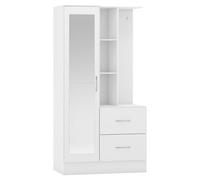Nevada Mirrored Open Shelf Wardrobe - White Gloss
