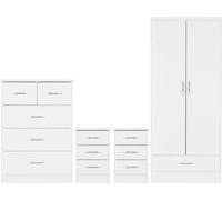 Seconique Nevada Nevada 2 Door 1 Drawer Wardrobe Bedroom Set - White Gloss