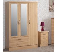 Seconique Wardrobe Nevada 3 Door 2 Drawer - Sonoma Oak Effect, Brown
