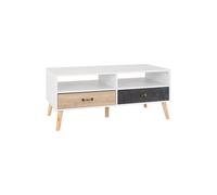 Nordic 2 Drawer Coffee table White/Distressed Effect - Metal Handles