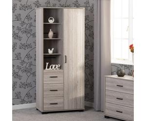 Seconique Oliver 1 Door 3 Drawer Open Shelf Wardrobe Light Oak Effect