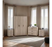 Seconique Oliver 3 Door Wardrobe Bedroom Set Light Oak Effect 4 Items
