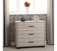 Seconique Oliver 3 Drawer Chest - Light Oak Effect, Brown