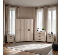 Seconique Oliver 4 Door Wardrobe Bedroom Set - Light Oak Effect, Brown