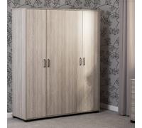 Seconique Oliver 4 Door Wardrobe Light Oak Effect