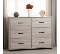Seconique Oliver 6 Drawer Chest in Light Oak Effect, none