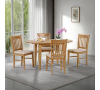 Seconique Oxford Extending Dining Set 4 Chairs Natural Oak Mink Microsuede