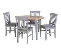 Seconique Oxford Extending Dining Set, Natural Oak and Grey Fabric