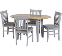 Seconique Oxford Extending Dining Set, Natural Oak and Grey Fabric