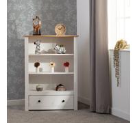 Seconique Panama 1 Drawer Bookcase - White/Natural Wax, Multi