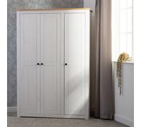 Seconique Panama 3 Door Wardrobe In White And Natural Wax Finish