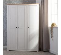 Seconique Panama 3 Door White and Natural Wax Wardrobe - Wilko