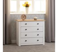 Seconique Panama 4 Drawer Chest - White/Natural Wax, Multi
