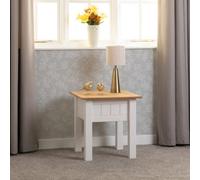 Seconique Panama Lamp End Table In White And Natural Wax Finish