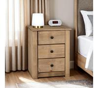 Seconique Panama 3 Drawer Bedside - Natural Wax, Brown