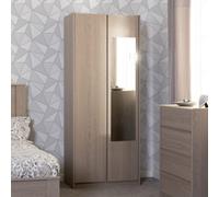 Seconique Paris 2 Door Mirrored Wardrobe Smoked Ash Effect Curved Edges