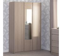 Seconique Paris 3 Door Mirrored Wardrobe Smoked Ash Effect Curved Edges