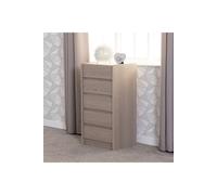 Seconique Paris 5 Drawer Chest in Smoked Ash Effect, none