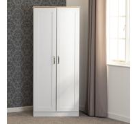 Seconique Portland 2 Door Wardrobe - White/Oak Effect, Multi