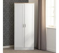 Seconique Portland 2 Door Wardrobe In White With Oak Effect Finish