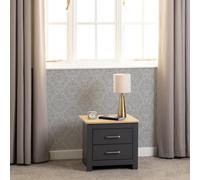 Seconique Portland 2 Drawer Bedside In Grey With Oak Effect Finish