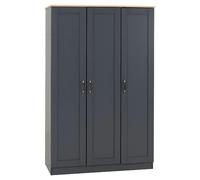 Seconique Portland 3 Door Triple Wardrobe - Grey and Oak