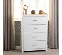 Seconique Portland 4 Drawer Chest In White With Oak Effect Finish