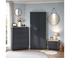 Seconique Portland Trio Bedroom Set Grey And Oak Effect 3 Items