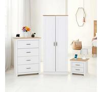 Seconique Portland Trio Bedroom Set White And Oak Effect 3 Items