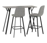 Seconique Quebec Bar Table Set with 2 Dining Chairs in Concrete Effect/Grey