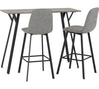 Seconique Quebec Bar Table Set (x2 Stools) - Concrete Effect/Grey PU, Grey