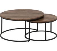 Seconique Quebec Round Coffee Table Set Medium Oak Effect Black