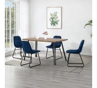 Quebec Straight Edge Dining Set Medium Oak Effect with Blue Lukas Chairs