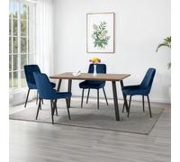 Seconique Quebec Straight Edge Dining Set with Avery Chairs in Blue Seconique Blue