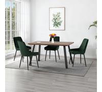 Seconique Quebec Straight Edge Dining Set with Avery Chairs in Green Seconique Green