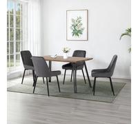Seconique Quebec Straight Edge Dining Set with Avery Chairs in Grey Seconique Grey