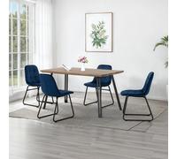 Seconique Quebec Straight Edge Dining Set with Lukas Chairs in Blue Seconique Blue