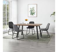 Seconique Quebec Straight Edge Dining Set with Lukas Chairs in Grey Seconique Grey