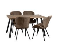 Seconique Quebec Wave Edge Dining Set - Medium Oak Effect/Brown Pu, Brown