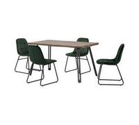 Quebec Wave Rectangular Dining Table with 4 Lukas Chairs Green