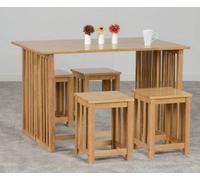 Seconique Richmond Extending Dining Set Oak Varnish Foldaway Dining With 4 Stools