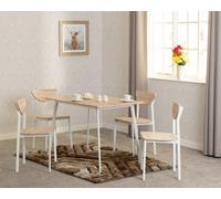 Seconique Riley Dining Set Table And 4 Chairs White And Light Oak Effect Veneer