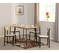 Seconique Riley Large Dining Set - Black/Light Oak Effect Veneer, Black