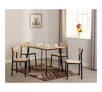 Seconique Riley Large Dining Set with 4 Dining Chairs,Black/Light Oak