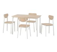 Seconique Riley Large Dining Set with 4 Dining Chairs,White/Light Oak