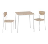 Seconique Riley Small Dining Set with 2 Dining Chairs in White/Light Oak Effect Veneer